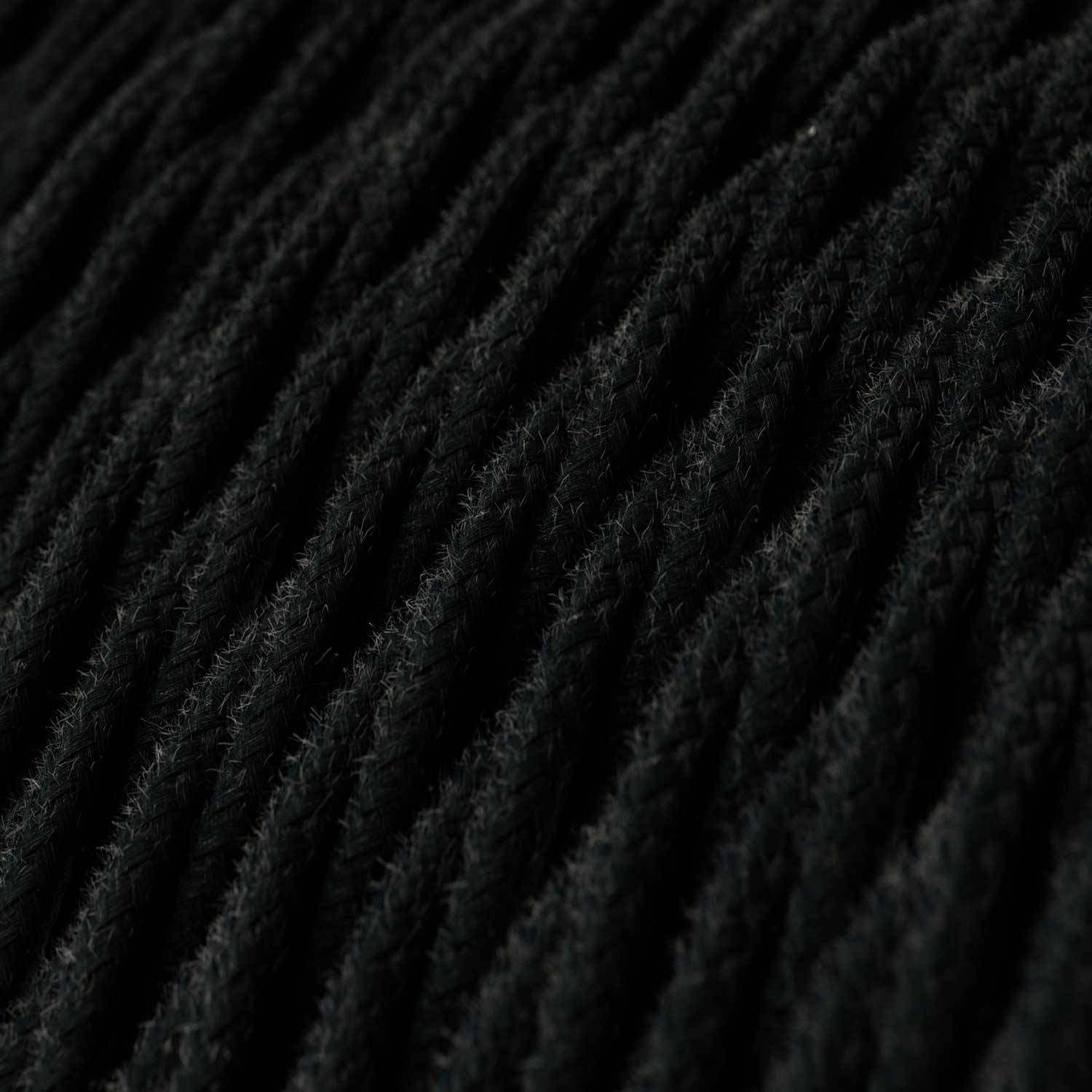 Cotton Charcoal Black Textile Cable - The Original Creative-Cables - TC04 braided 2x0.75mm / 3x0.75mm