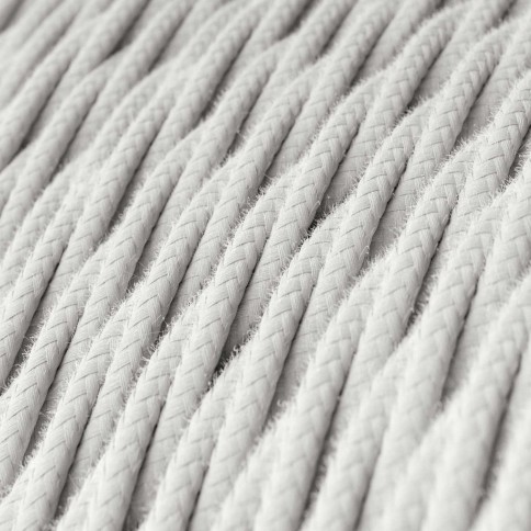 Cotton Pure White Textile Cable - The Original Creative-Cables - TC01 braided 2x0.75mm / 3x0.75mm