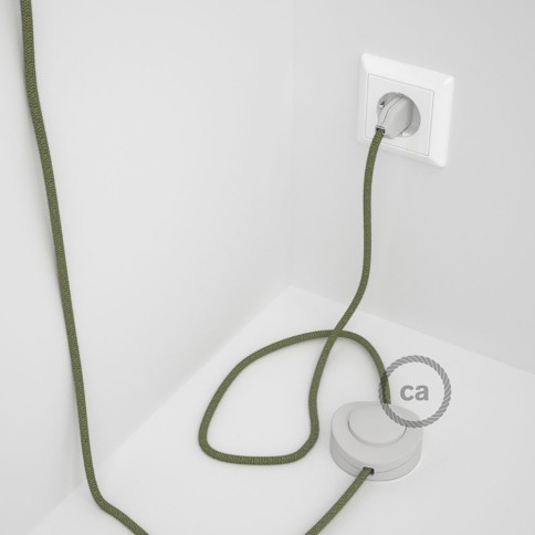 Wiring Pedestal, RD72 Thyme Green Stripes Cotton and Natural Linen 3 m. Choose the colour of the switch and plug.