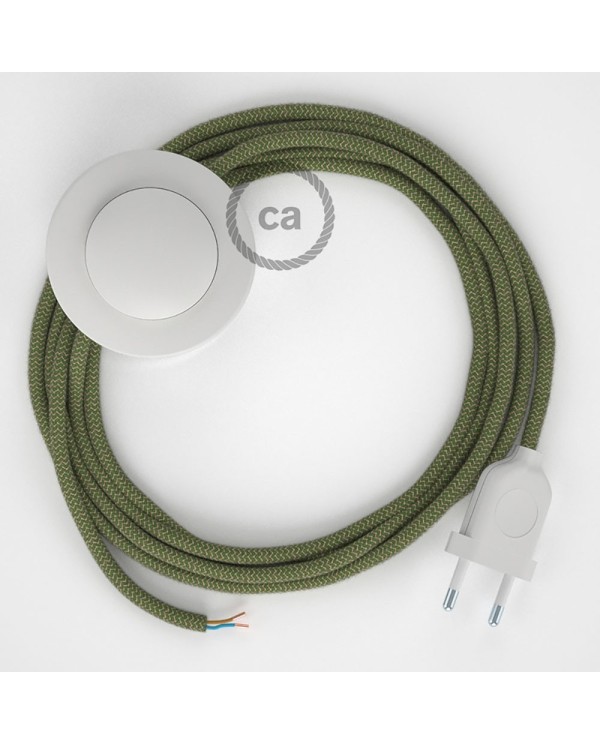 Wiring Pedestal, RD72 Thyme Green Stripes Cotton and Natural Linen 3 m. Choose the colour of the switch and plug.