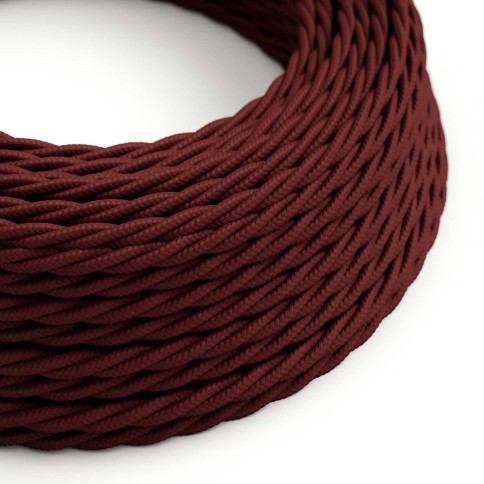 Glossy Bordeaux Textile Cable - The Original Creative-Cables - TM19 braided 2x0.75mm / 3x0.75mm