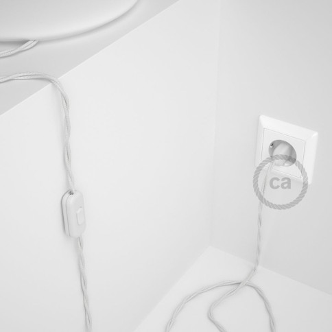 Lamp wiring, TC01 White Cotton 1,80 m. Choose the colour of the switch and plug.