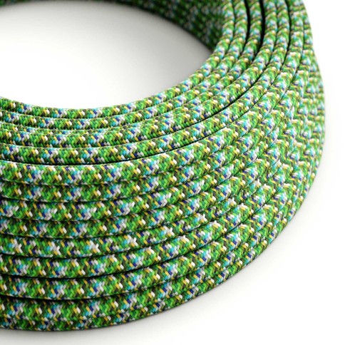 Glossy Green Pixel Palette Textile Cable - The Original Creative-Cables - RX05 round 2x0.75mm / 3x0.75mm