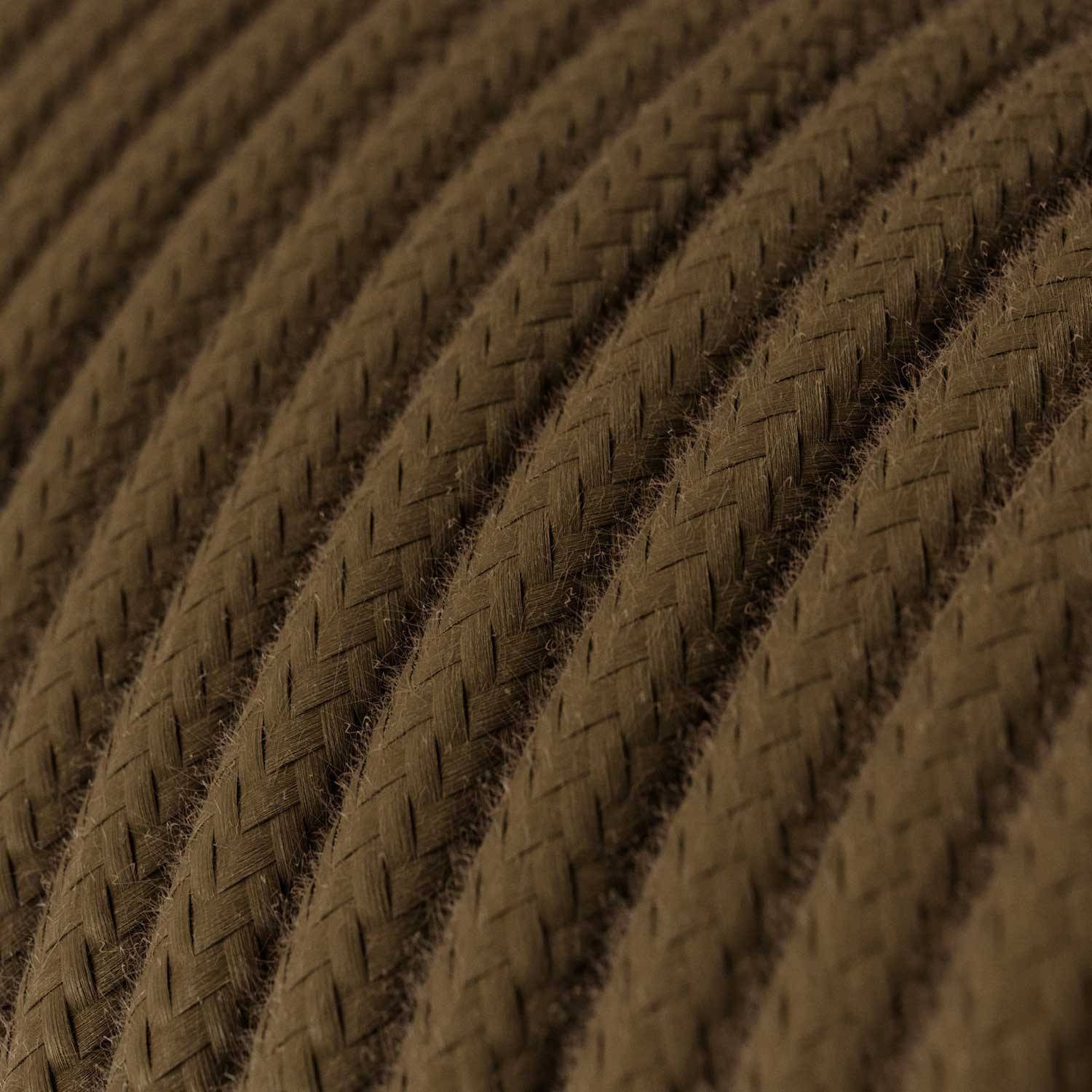 Cabo elétrico redondo revestido por tecido de algodão de cor sólida RC13 Castanho