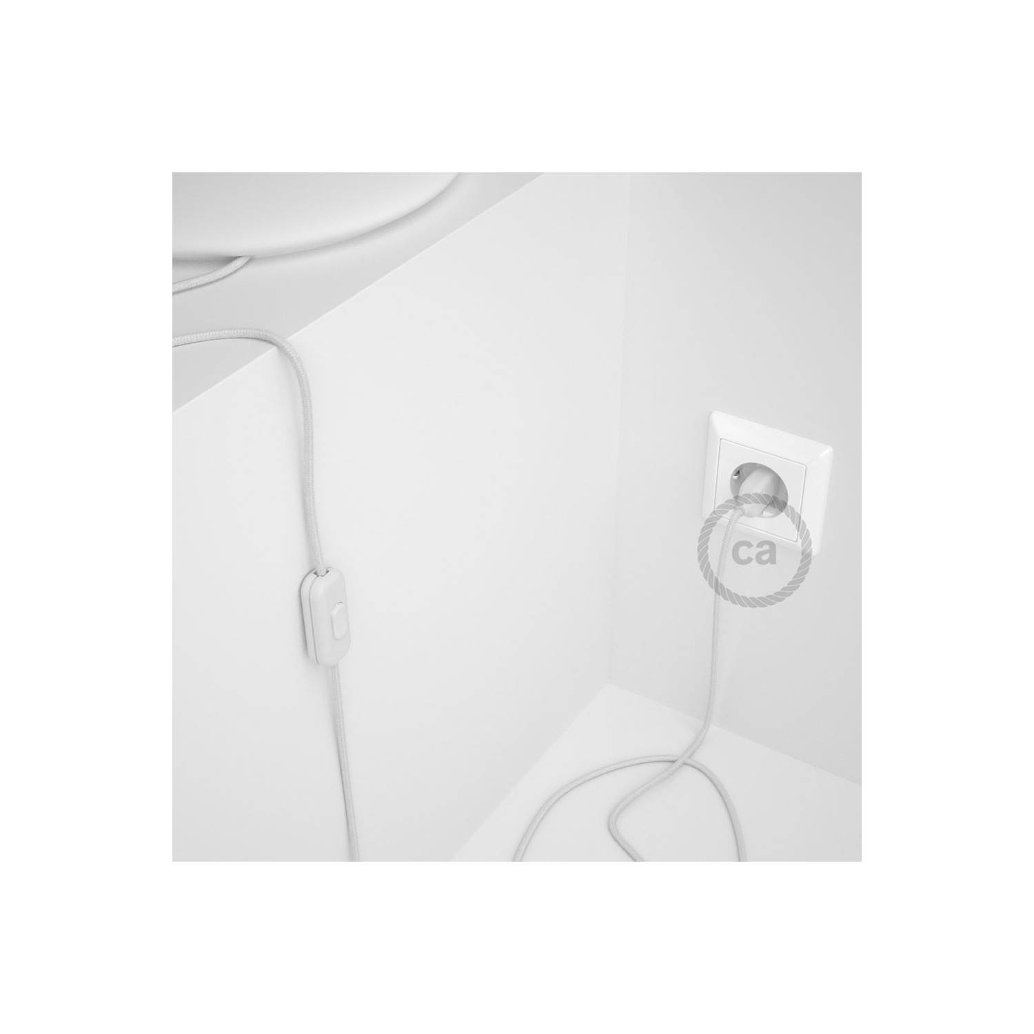 Lamp wiring, RC01 White Cotton 1,80 m. Choose the colour of the switch and plug.