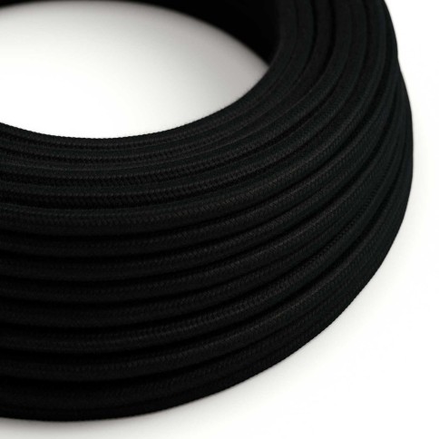 Cotton Charcoal Black Textile Cable - The Original Creative-Cables - RC04 round 2x0.75mm / 3x0.75mm