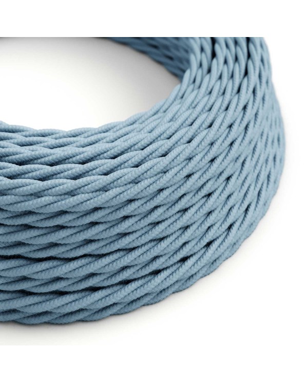 Cotton Ocean Blue Textile Cable - The Original Creative-Cables - TC53 braided 2x0.75mm / 3x0.75mm