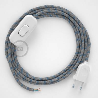Lamp wiring, RD55 Blue Steward Stripes Cotton and Natural Linen 1,80 m. Choose the colour of the switch and plug.