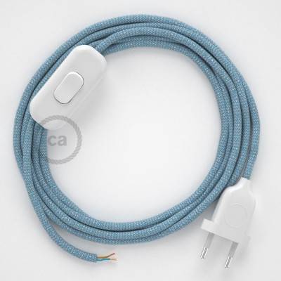 Lamp wiring, RD75 Blue Steward ZigZag Cotton and Natural Linen 1,80 m. Choose the colour of the switch and plug.