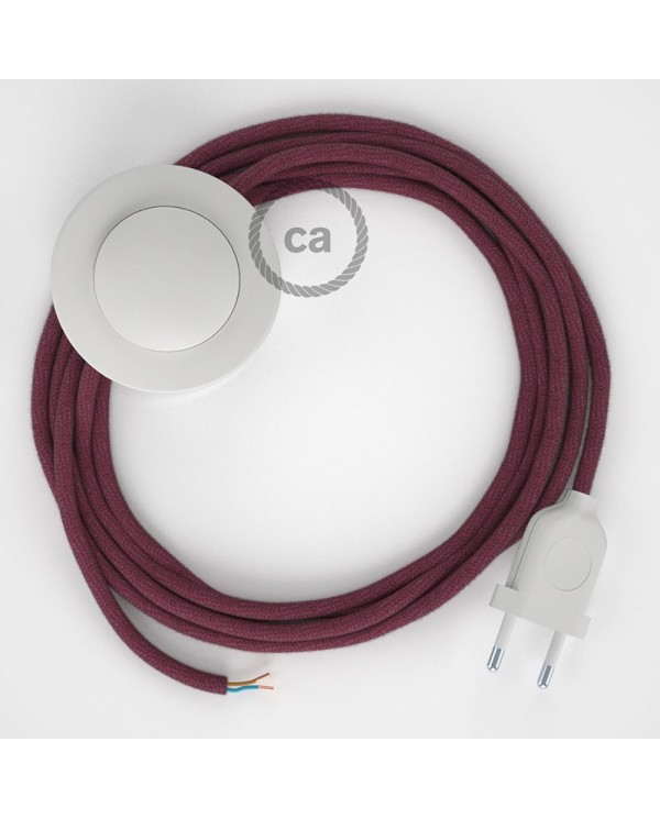 Wiring Pedestal, RC32 Burgundy Cotton 3 m. Choose the colour of the switch and plug.