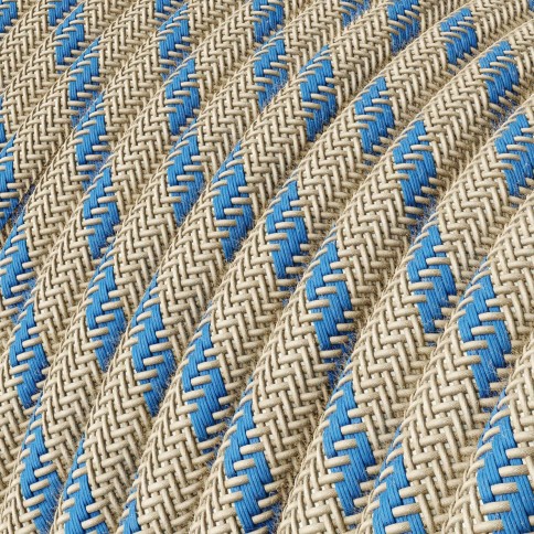Steward Blue and Beige Stripe Textile Cable - The Original Creative-Cables - RD55 round 2x0.75mm / 3x0.75mm