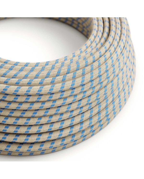 Steward Blue and Beige Stripe Textile Cable - The Original Creative-Cables - RD55 round 2x0.75mm / 3x0.75mm