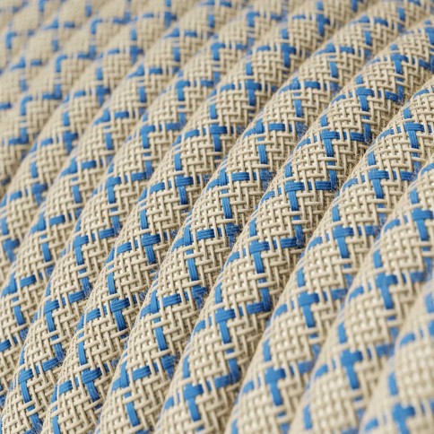 Blue Steward and Beige Criss-Cross Textile Cable - The Original Creative-Cables - RD65 round 2x0.75mm / 3x0.75mm