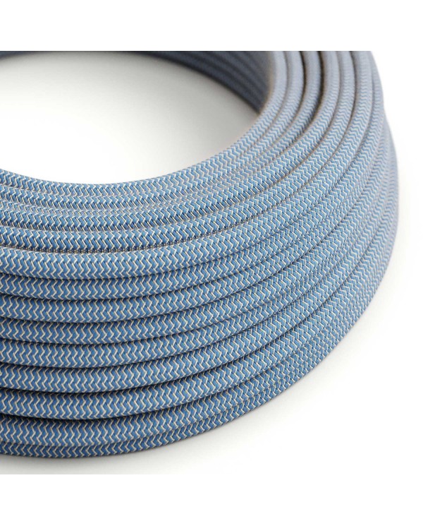 Steward Blue and Beige ZigZag Textile Cable - The Original Creative-Cables - RD75 Round 2x0.75mm / 3x0.75mm