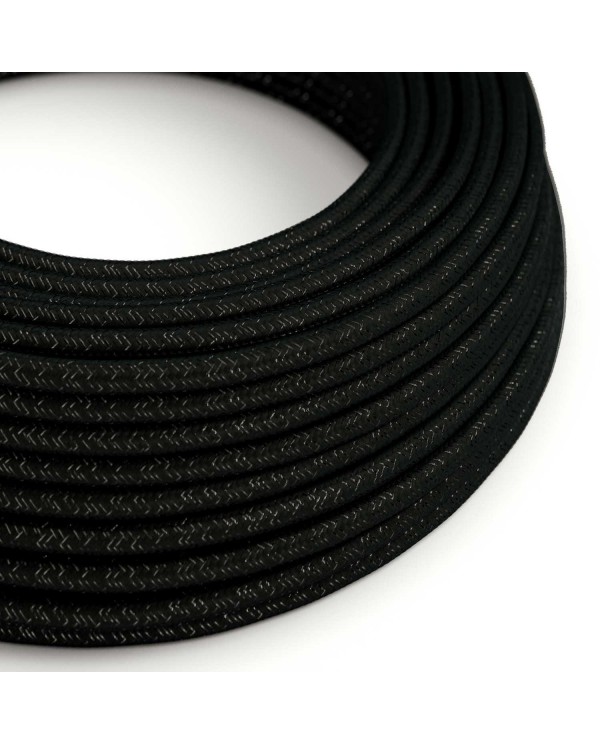 Glossy Charcoal Black Glitter Textile Cable - The Original Creative-Cables - RL04 round 2x0.75mm / 3x0.75mm