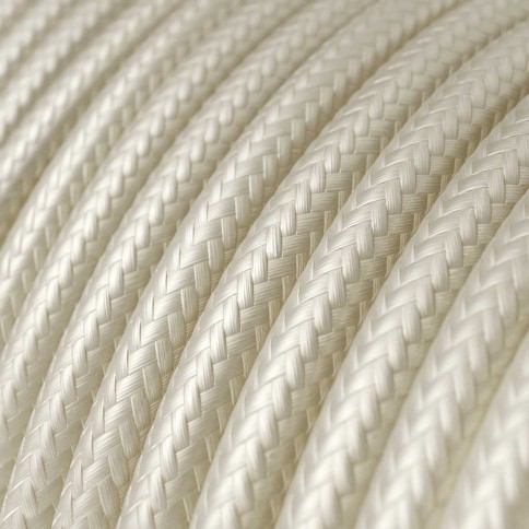 Glossy Pearl White Textile Cable - The Original Creative-Cables - RM00 round 2x0.75mm / 3x0.75mm
