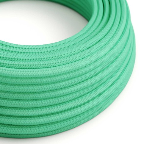 Glossy Aqua Green Textile Cable - The Original Creative-Cables - RH69 round 2x0.75mm / 3x0.75mm