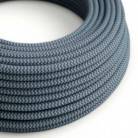 Cotton Stone Grey and Ocean Blue Textile Cable - The Original Creative-Cables - RZ25 round 2x0.75mm / 3x0.75mm