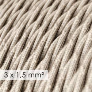 Large section electric cable 3x1,50 twisted - covered by Natural Neutral Linen TN01