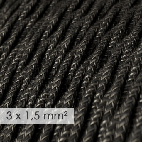 Large section electric cable 3x1,50 twisted - covered by Natural Anthracite Linen TN03