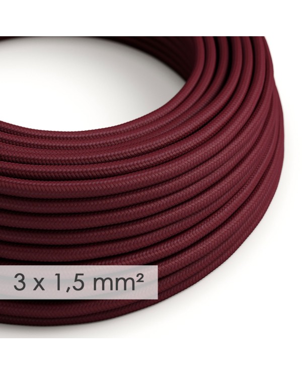 Large section electric cable 3x1,50 round - covered by rayon Burgundy RM19