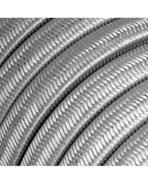 Electric cable for String Lights, covered by Rayon fabric Silver CM02