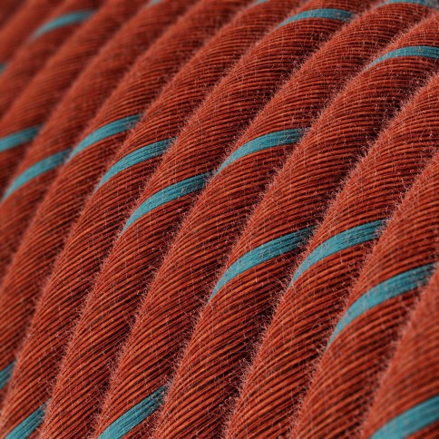Cotton Brick and Light Blue Vertigo Textile Cable - The Original Creative-Cables - ERC36 round 2x0.75mm 3x0.75mm