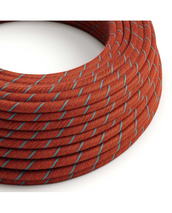 Cotton Brick and Light Blue Vertigo Textile Cable - The Original Creative-Cables - ERC36 round 2x0.75mm 3x0.75mm