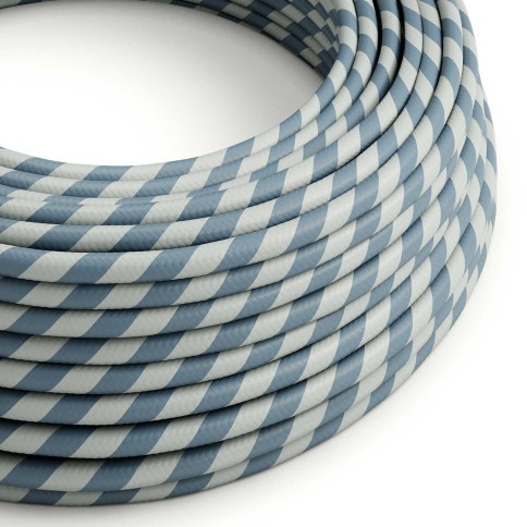 Glossy Light Blue and Avio Vertigo Textile Cable - The Original Creative-Cables - ERM40 round 2x0.75mm / 3x0.75mm