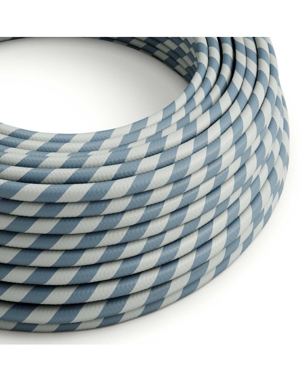Glossy Light Blue and Avio Vertigo Textile Cable - The Original Creative-Cables - ERM40 round 2x0.75mm / 3x0.75mm
