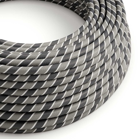 Glossy Grey Regimental Vertigo Textile Cable - The Original Creative-Cables - ERM44 round 2x0.75mm / 3x0.75mm