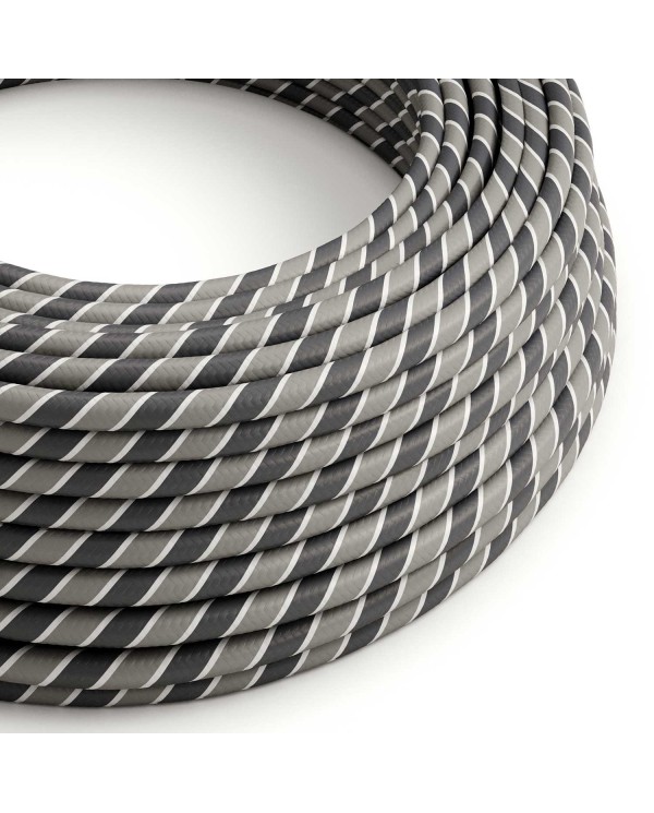 Glossy Grey Regimental Vertigo Textile Cable - The Original Creative-Cables - ERM44 round 2x0.75mm / 3x0.75mm