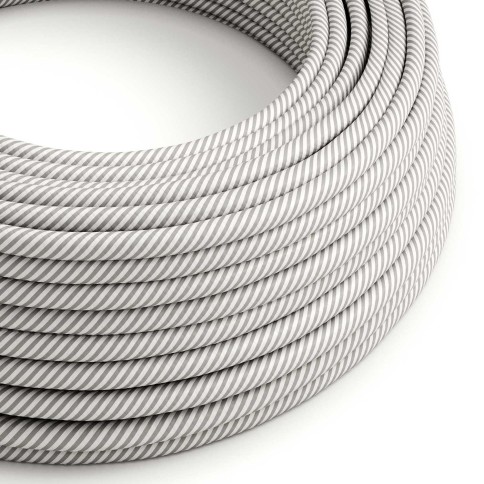 Glossy White and Aluminum Vertigo Textile Cable - The Original Creative-Cables - ERM46 round 2x0.75mm / 3x0.75mm