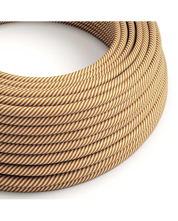 Glossy Optical White and Whiskey Vertigo Textile Cable - The Original Creative-Cables - ERM49 round 2x0.75mm / 3x0.75mm