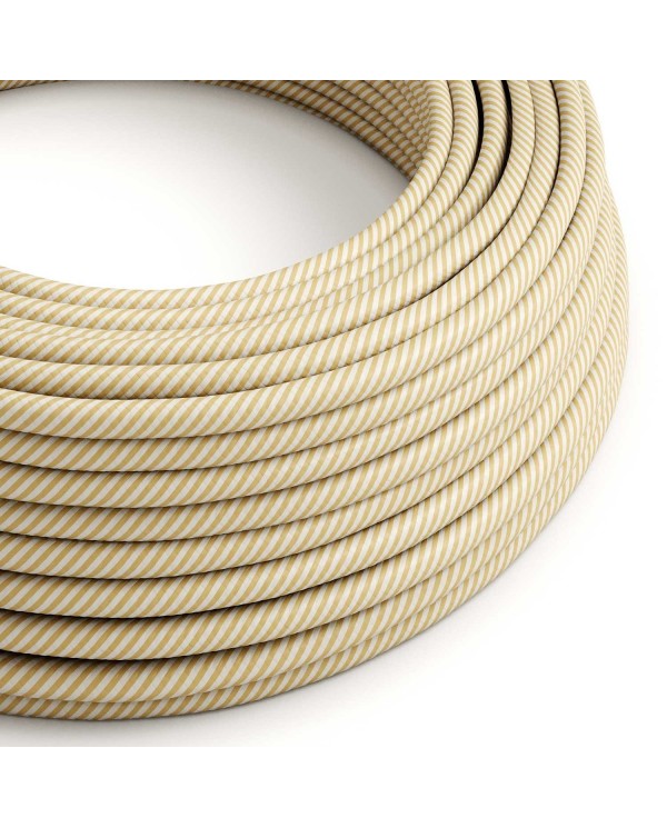 Glossy Cream and Hazelnut Vertigo Textile Cable - The Original Creative-Cables - ERM53 round 2x0.75mm / 3x0.75mm