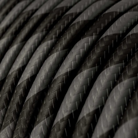Glossy Graphite and Charcoal Black Vertigo Textile Cable - The Original Creative-Cables - ERM54 round 2x0.75mm / 3x0.75mm