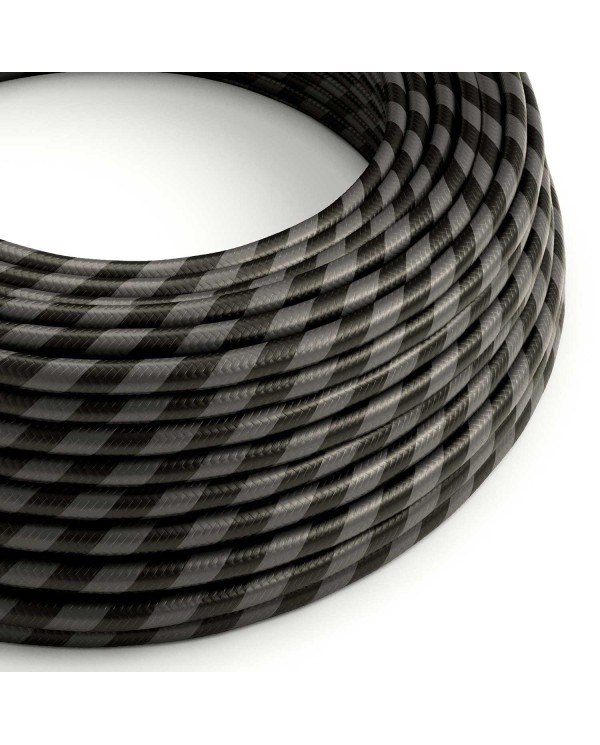 Glossy Graphite and Charcoal Black Vertigo Textile Cable - The Original Creative-Cables - ERM54 round 2x0.75mm / 3x0.75mm