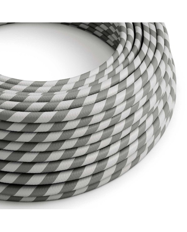 Glossy Silver and Grey Vertigo Textile Cable - The Original Creative-Cables - ERM55 round 2x0.75mm / 3x0.75mm