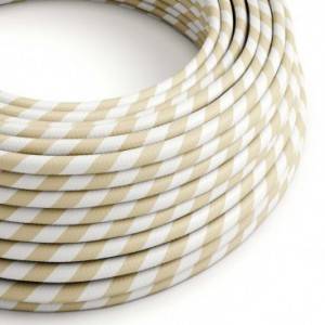 Glossy Cream and Hazelnut Vertigo Textile Cable - The Original Creative-Cables - ERM56 round 2x0.75mm / 3x0.75mm
