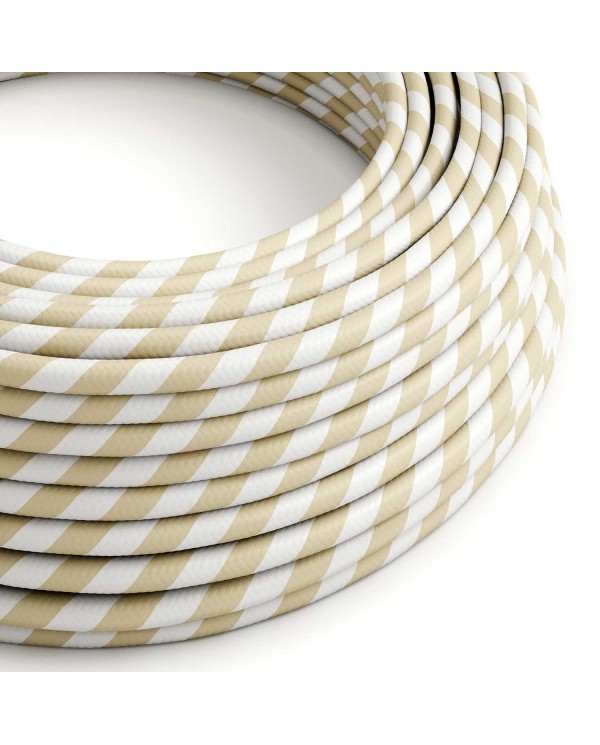 Glossy Cream and Hazelnut Vertigo Textile Cable - The Original Creative-Cables - ERM56 round 2x0.75mm / 3x0.75mm