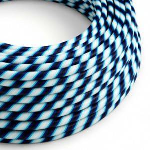 Glossy Blue Regimental Vertigo Textile Cable - The Original Creative-Cables - ERM60 round 2x0.75mm / 3x0.75mm