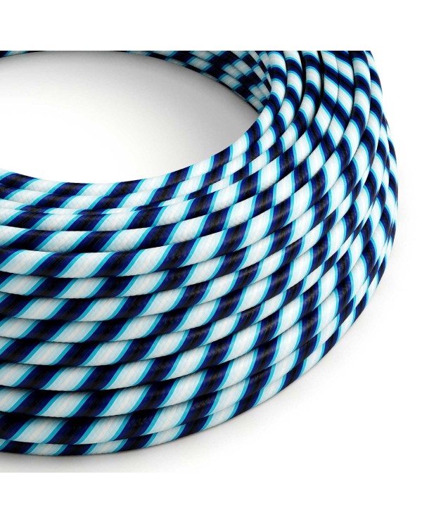 Glossy Blue Regimental Vertigo Textile Cable - The Original Creative-Cables - ERM60 round 2x0.75mm / 3x0.75mm