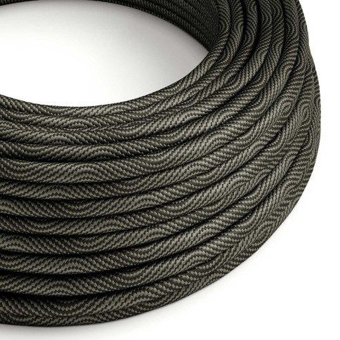 Glossy Black and Grey Optical Vertigo Textile Cable - The Original Creative-Cables - ERM67 round 2x0.75mm / 3x0.75mm