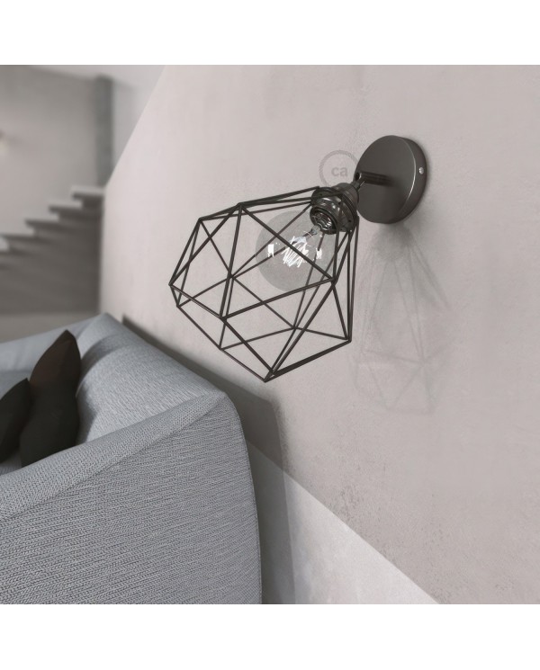 Fermaluce Metal 90°, the adjustable metal wall flush light with Diamond lampshade