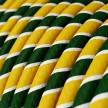 Glossy Green and Yellow Regimental Vertigo Textile Cable - The Original Creative-Cables - ERM69 round 2x0.75mm / 3x0.75mm