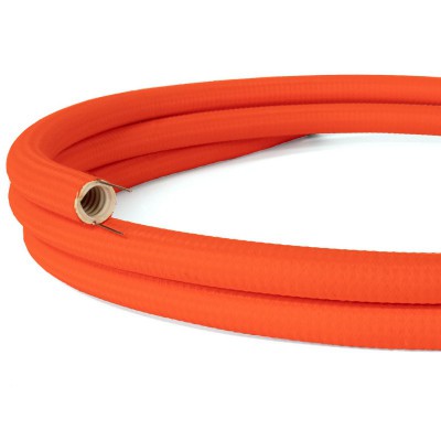Creative-Tube flexible conduit, Solid Color Fluo Orange RF15 fabric covering, diameter 20 mm