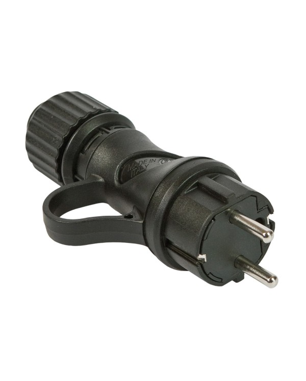 Black Schuko plug with ring 16A 250V IP44 for System EIVA