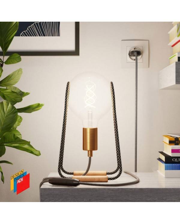 Taché Metal, table lamp complete with a fabric cable, switch and two-pin plug