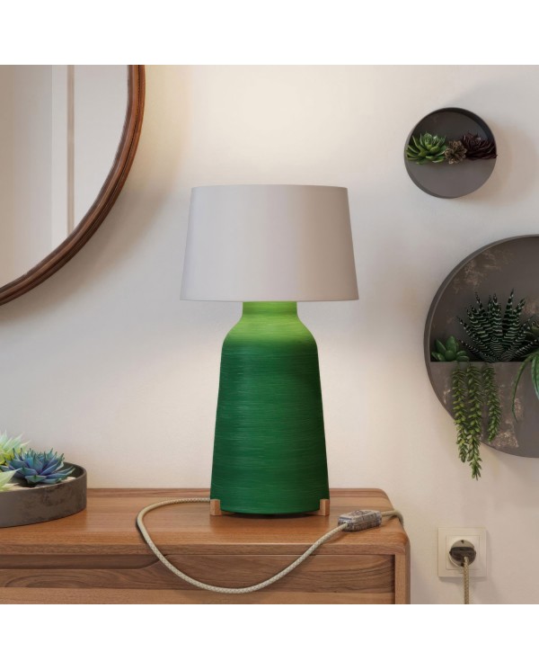 Bottiglia ceramic table lamp with Athena lampshade, complete with textile cable, switch and 2-pin plug