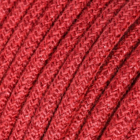 Jute Cherry Red Textile Cable - The Original Creative-Cables - RN24 round 2x0.75mm / 3x0.75mm